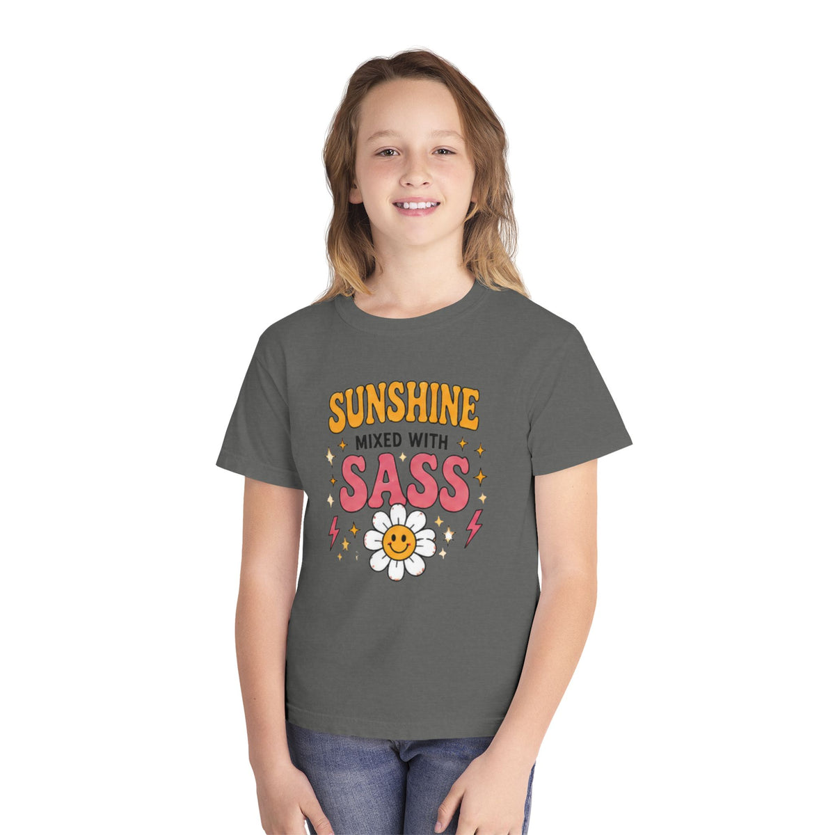 Youth Tee — "Sunshine Mixed With Sass" Daisy Graphic