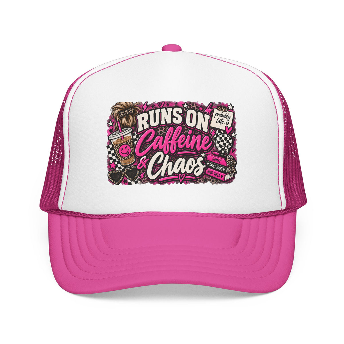 Runs On Caffeine & Chaos Trucker Hat