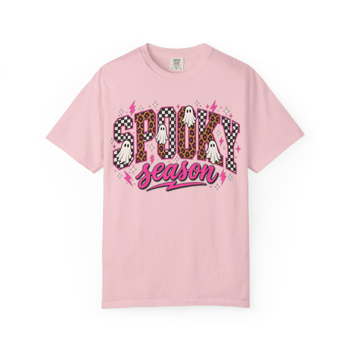 Spooky Season T-Shirt — Pink Leopard Ghosts Halloween Tee