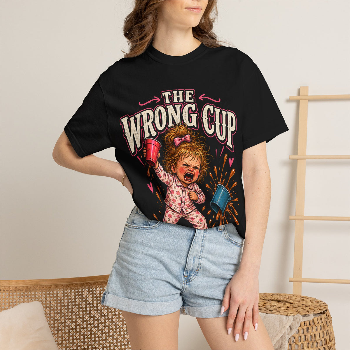 T-Shirt — "The Wrong Cup" Funny Toddler Chaos Graphic Tee