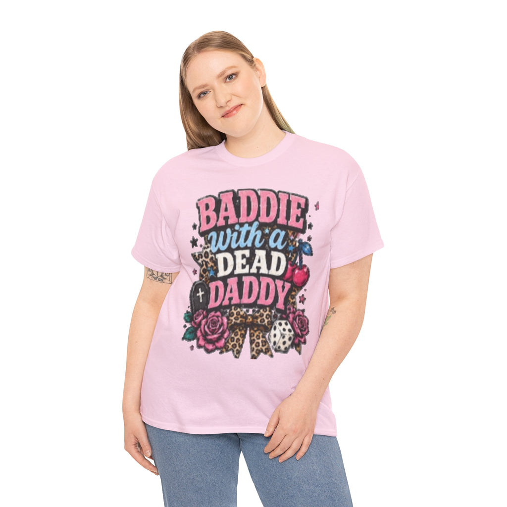 Baddie With a Dead Daddy Tee — Edgy Gothic Floral Graphic T‑Shirt