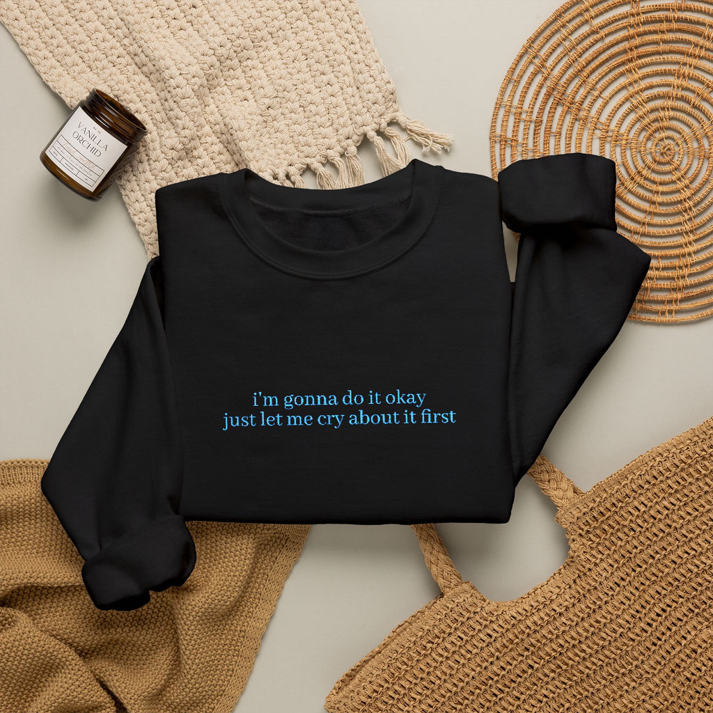 Minimalist Blue Script Crewneck Sweatshirt