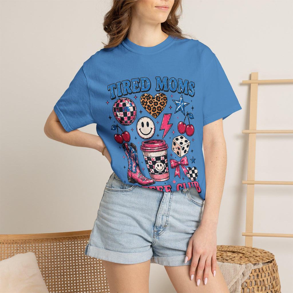 Tired Moms Coffee Club T-Shirt — Fun Retro Coffee & Momlife Graphic Tee