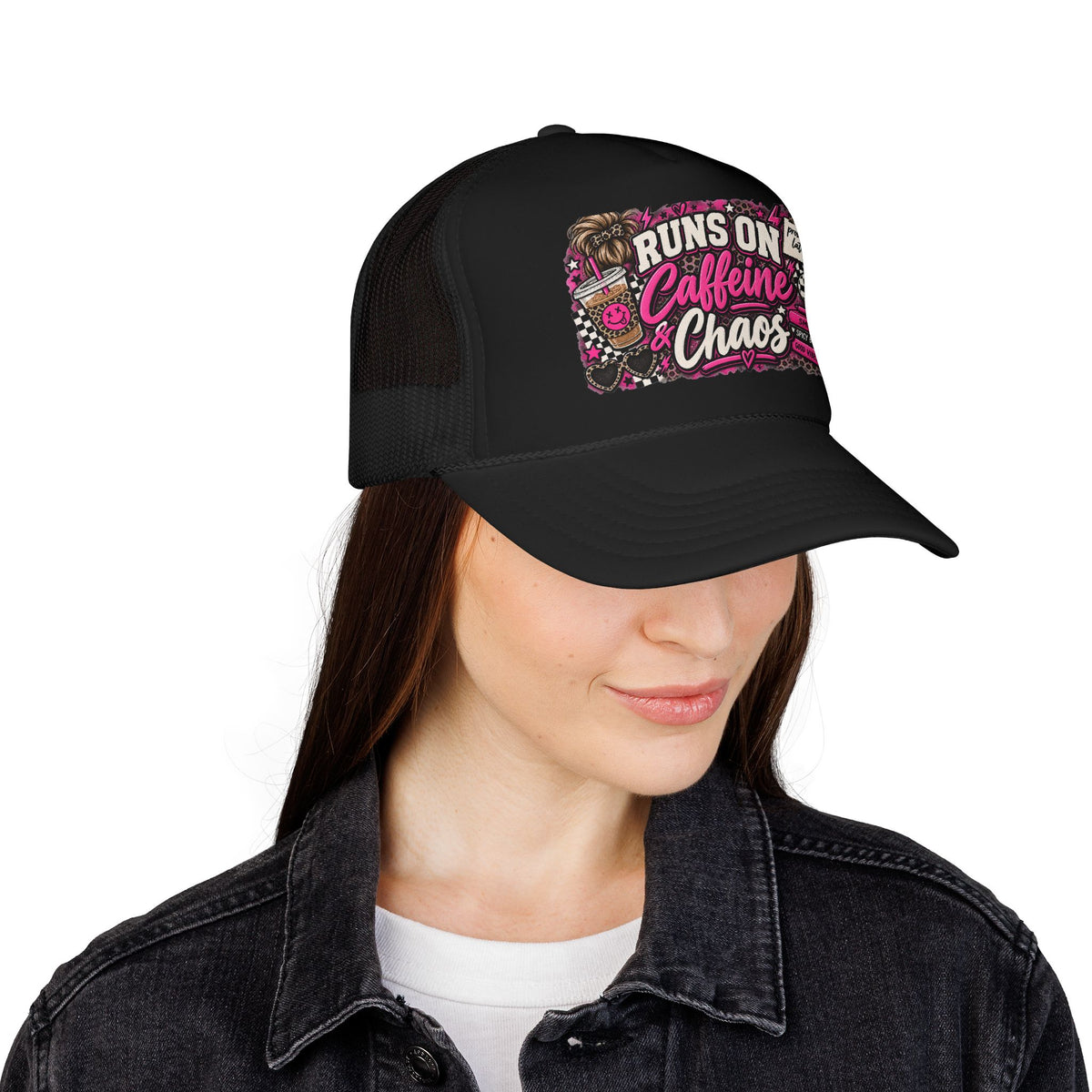 Runs On Caffeine & Chaos Trucker Hat