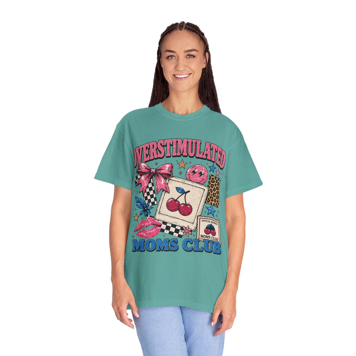 Overstimulated Moms Club T-Shirt — Retro Cherry Graphic Tee