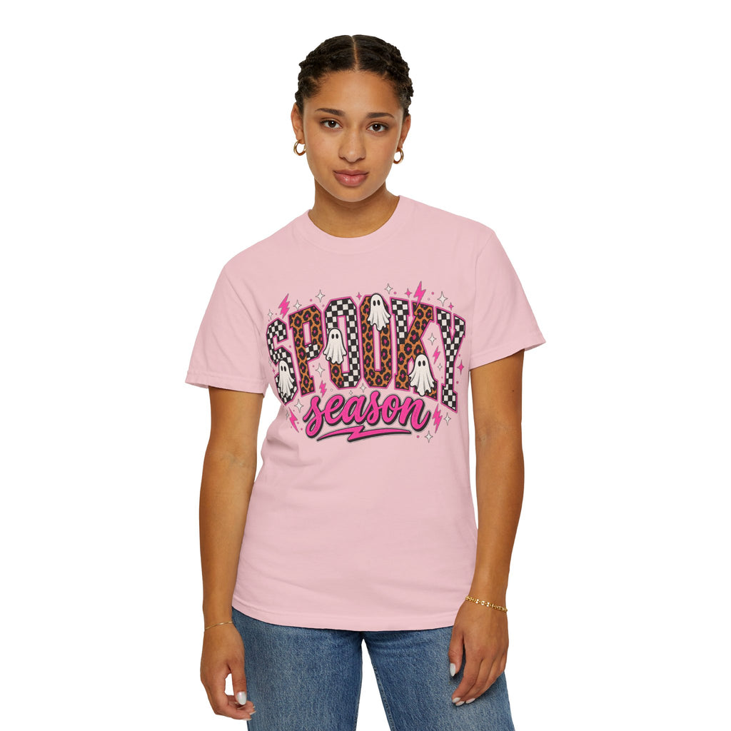 Spooky Season T-Shirt — Pink Leopard Ghosts Halloween Tee
