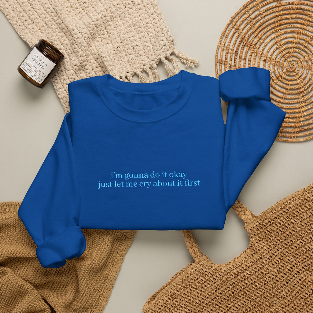 Minimalist Blue Script Crewneck Sweatshirt