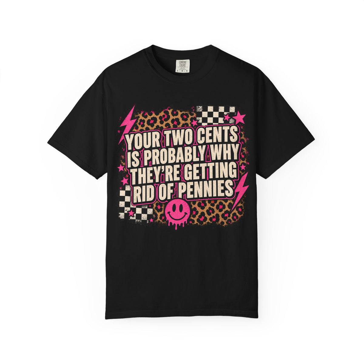 Your Two Cents Graphic T-Shirt — Funny Retro Punk Leopard Print Tee