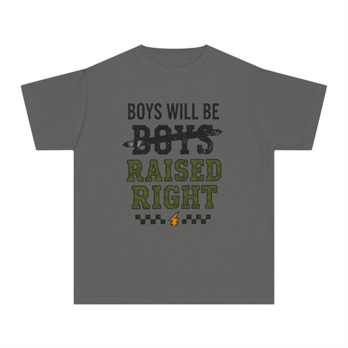 Youth Tee - "Boys Will Be Raised Right" Graphic Tee (Kid’s Positive Message Shirt)