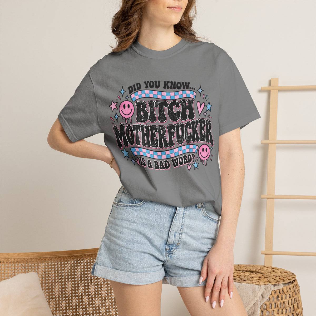 Graphic T-Shirt — “Did You Know... Bitch Motherfucker Is a Bad Word?” Retro Cute Statement Tee