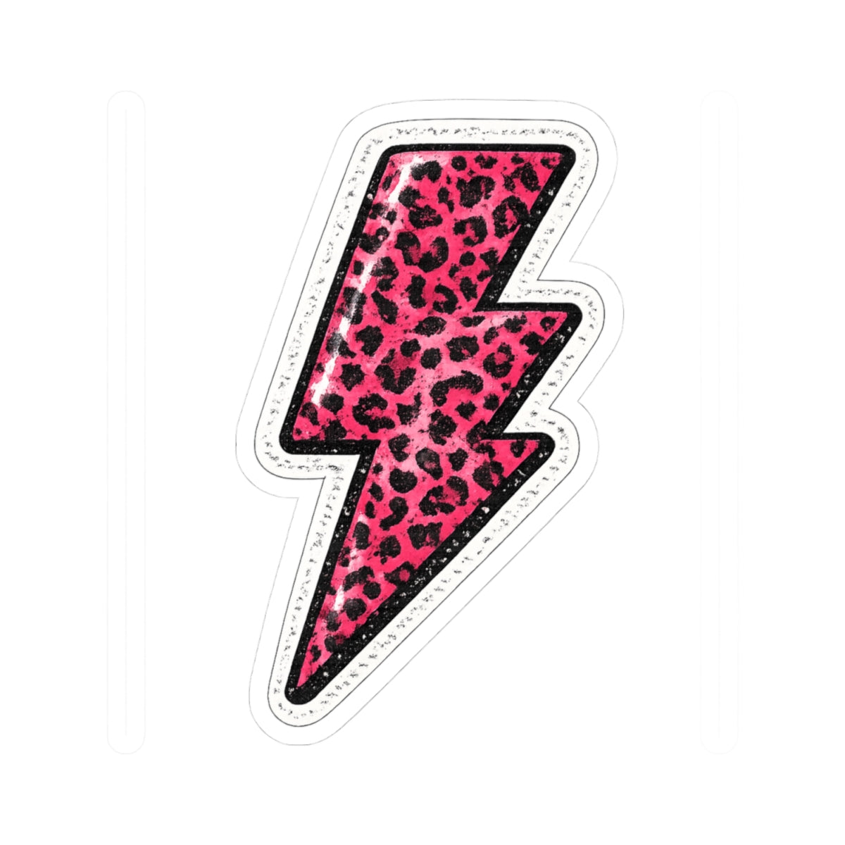Pink Leopard Lightning Bolt Sticker — Kiss-Cut Vinyl Decal for Laptops & Water Bottles