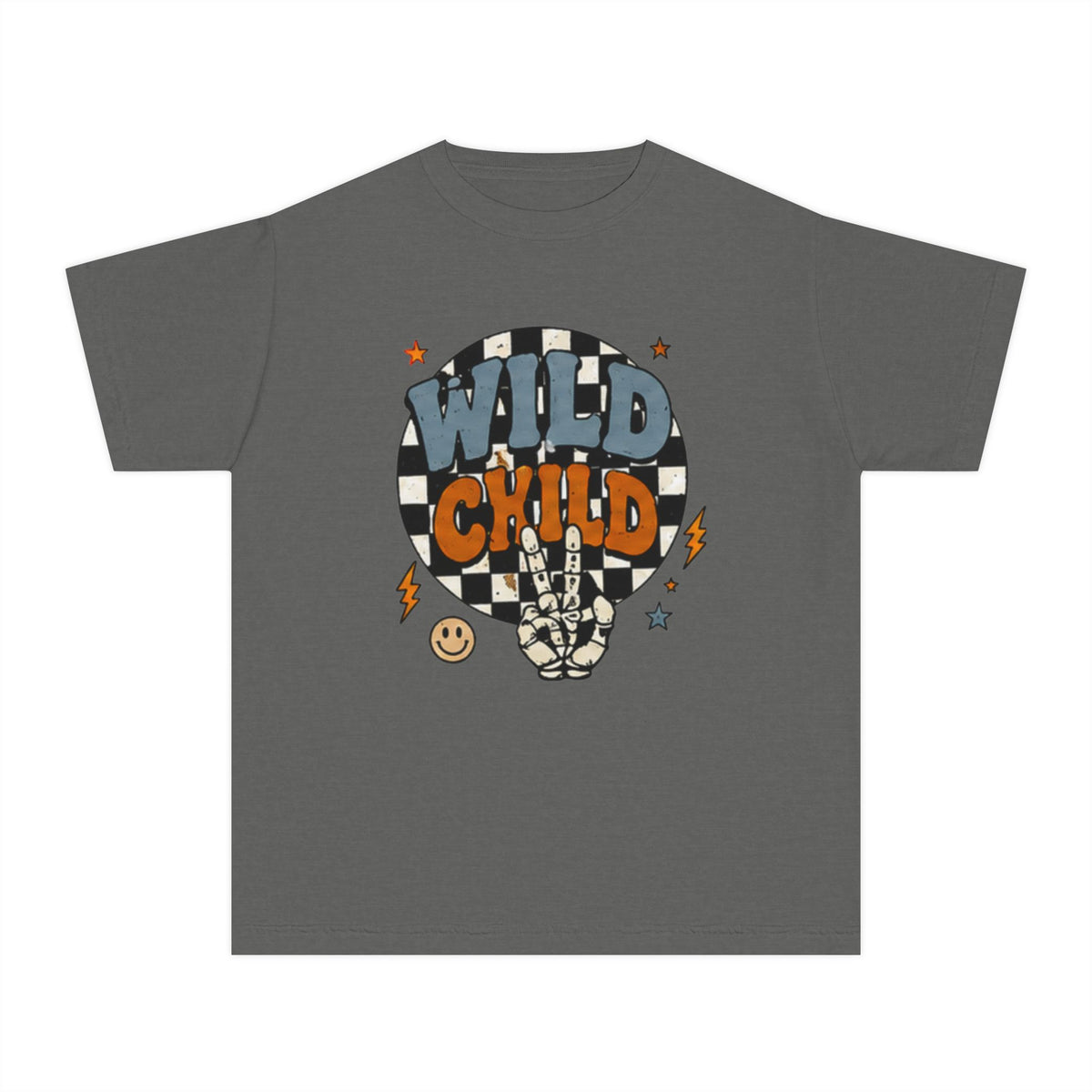 Youth 'Wild Child' Tee — Retro Check Peace Sign Kids T-Shirt