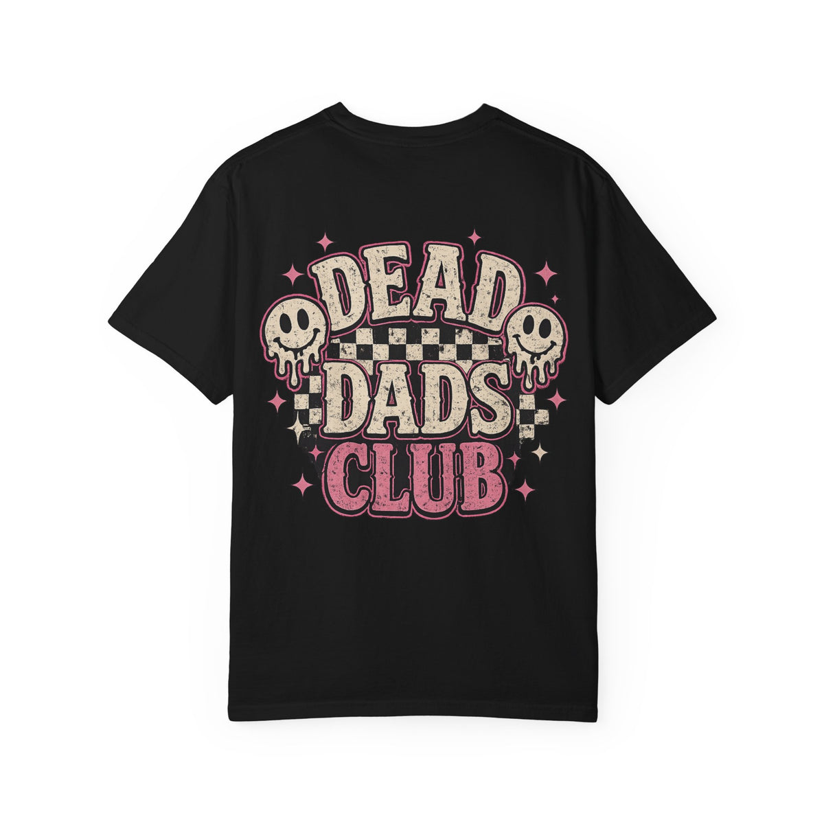Dead Dads Club T-Shirt — Retro Skull Checkerboard Graphic