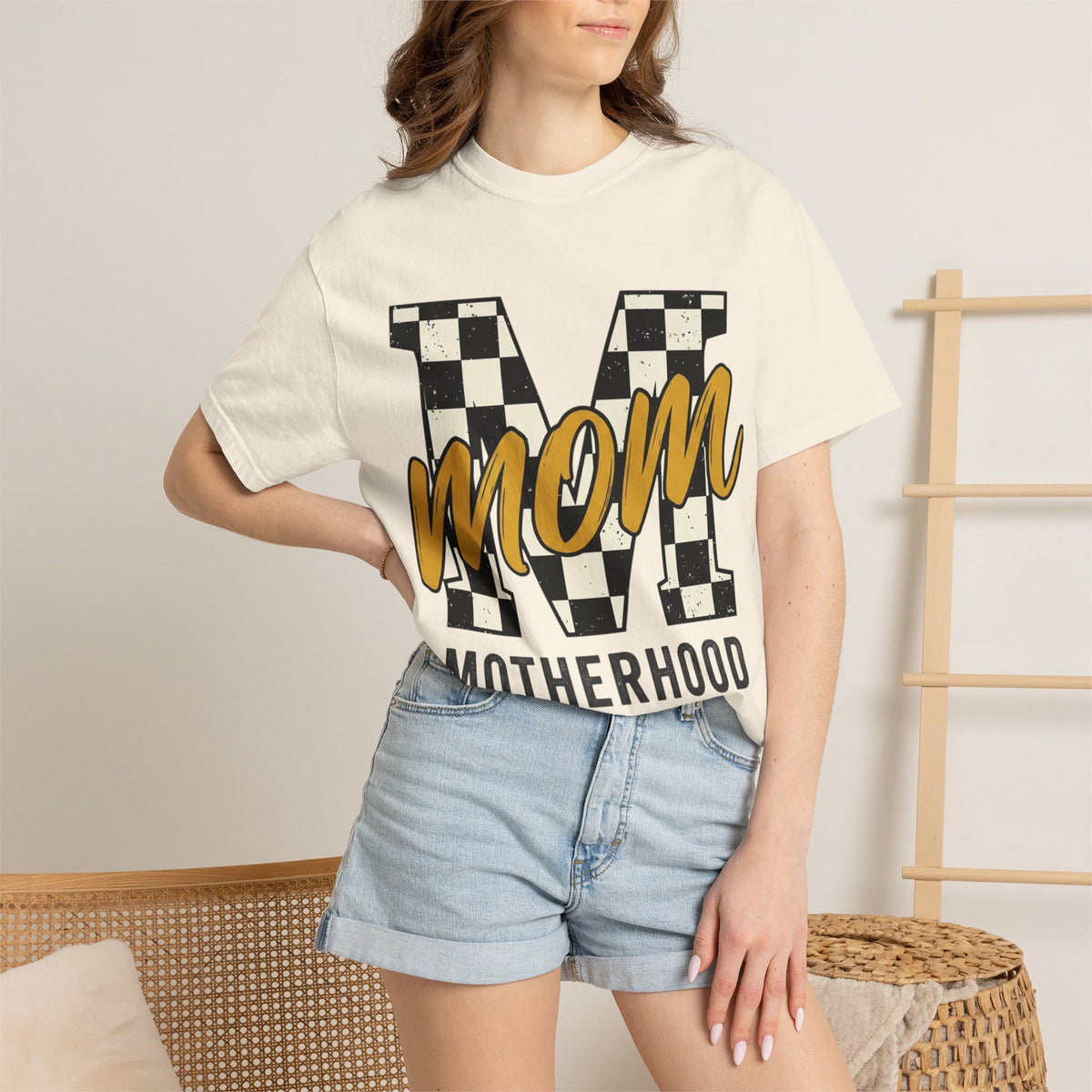 Mom Motherhood T-Shirt — Checker M Graphic Tee for Moms