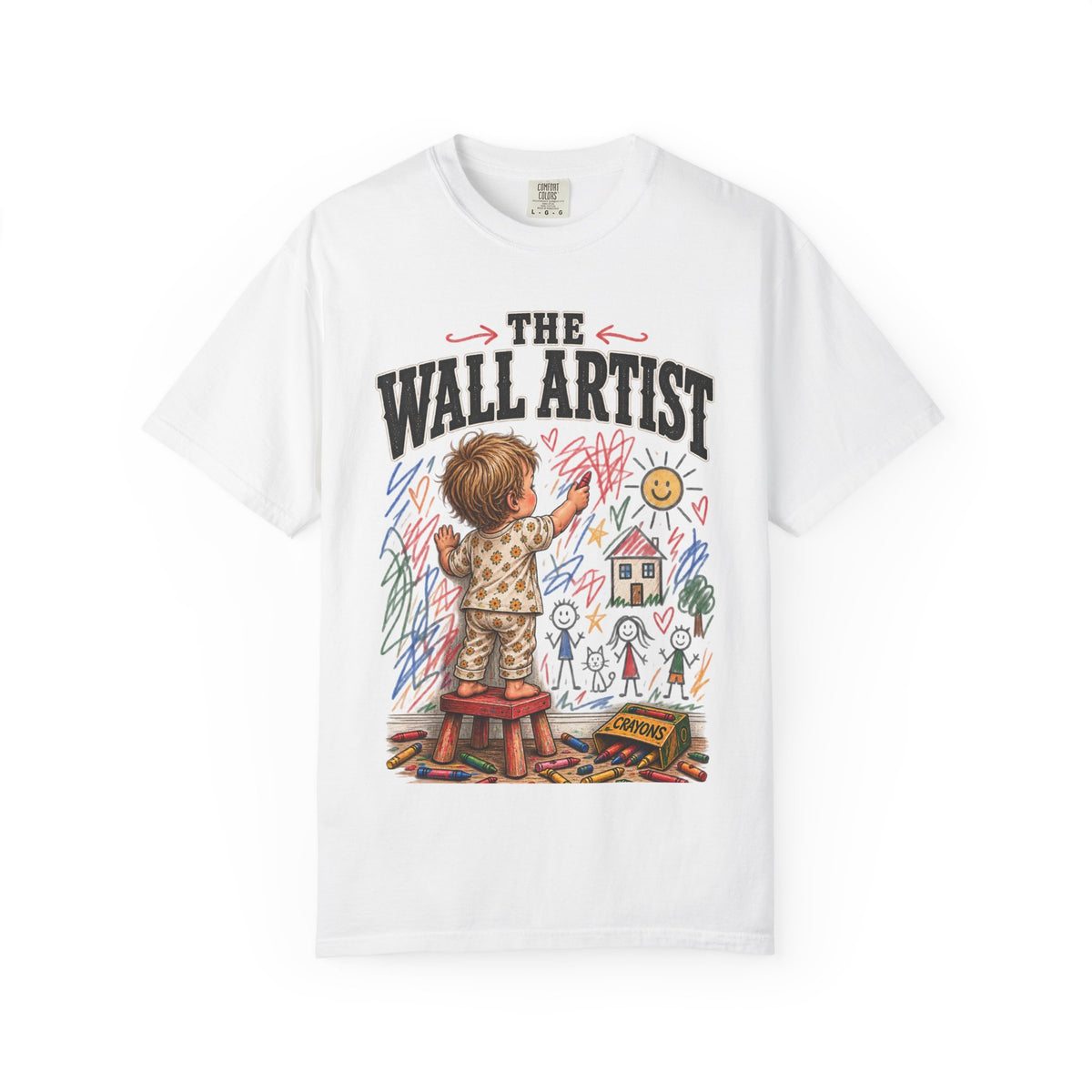 T-Shirt — "The Wall Artist" Kids Crayon Drawing Tee