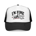 I'm Fine-ish Trucker Hat – Funny Retro Smiley Foam Mesh Cap