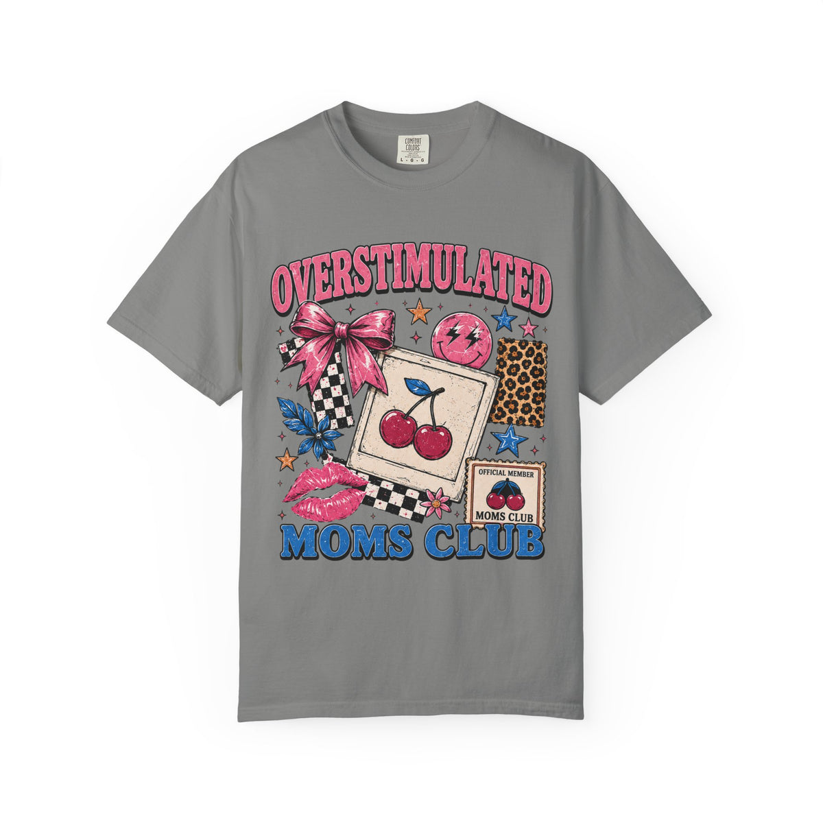 Overstimulated Moms Club T-Shirt — Retro Cherry Graphic Tee
