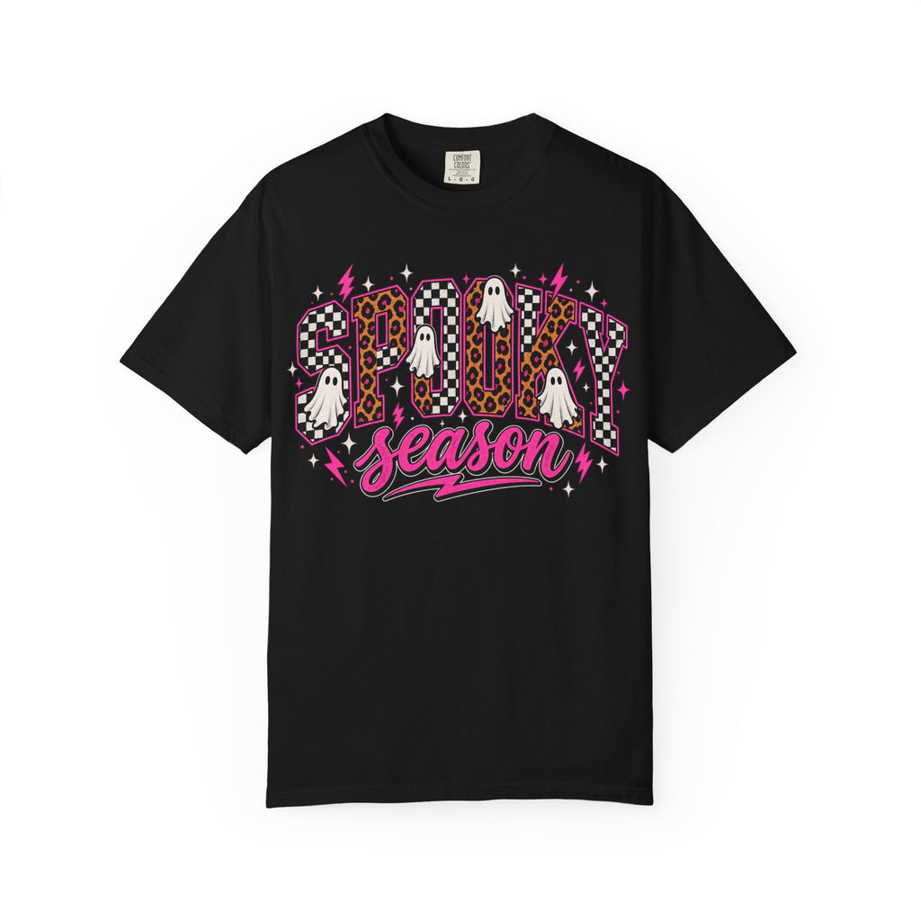 Spooky Season T-Shirt — Pink Leopard Ghosts Halloween Tee