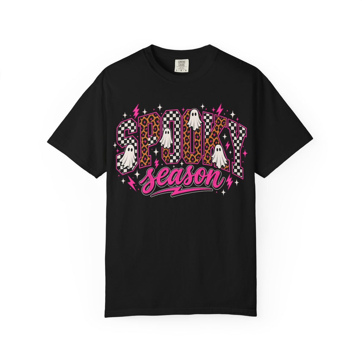 Spooky Season T-Shirt — Pink Leopard Ghosts Halloween Tee