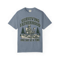 Surviving Fatherhood T-Shirt — 'One Day at a Time' Camping Dad Graphic Tee