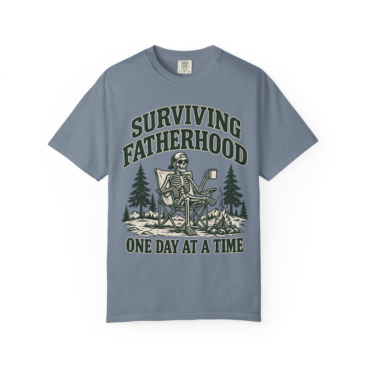 Surviving Fatherhood T-Shirt — 'One Day at a Time' Camping Dad Graphic Tee