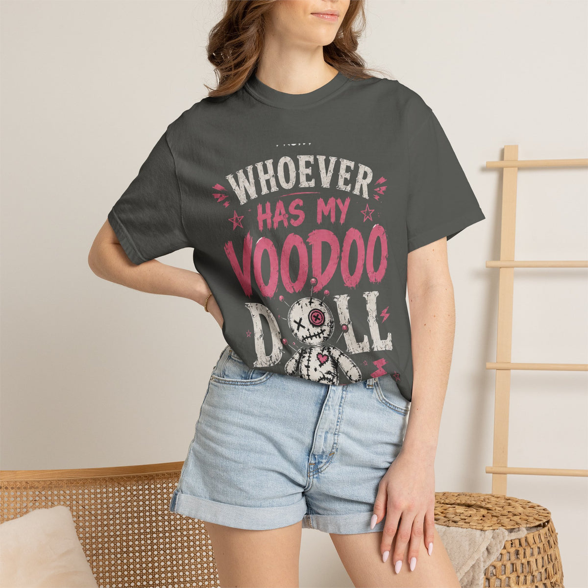 Voodoo Doll T‑Shirt — "Whoever Has My Voodoo Doll" Funny Fitness Tee (Front/Back Treadmill Design)