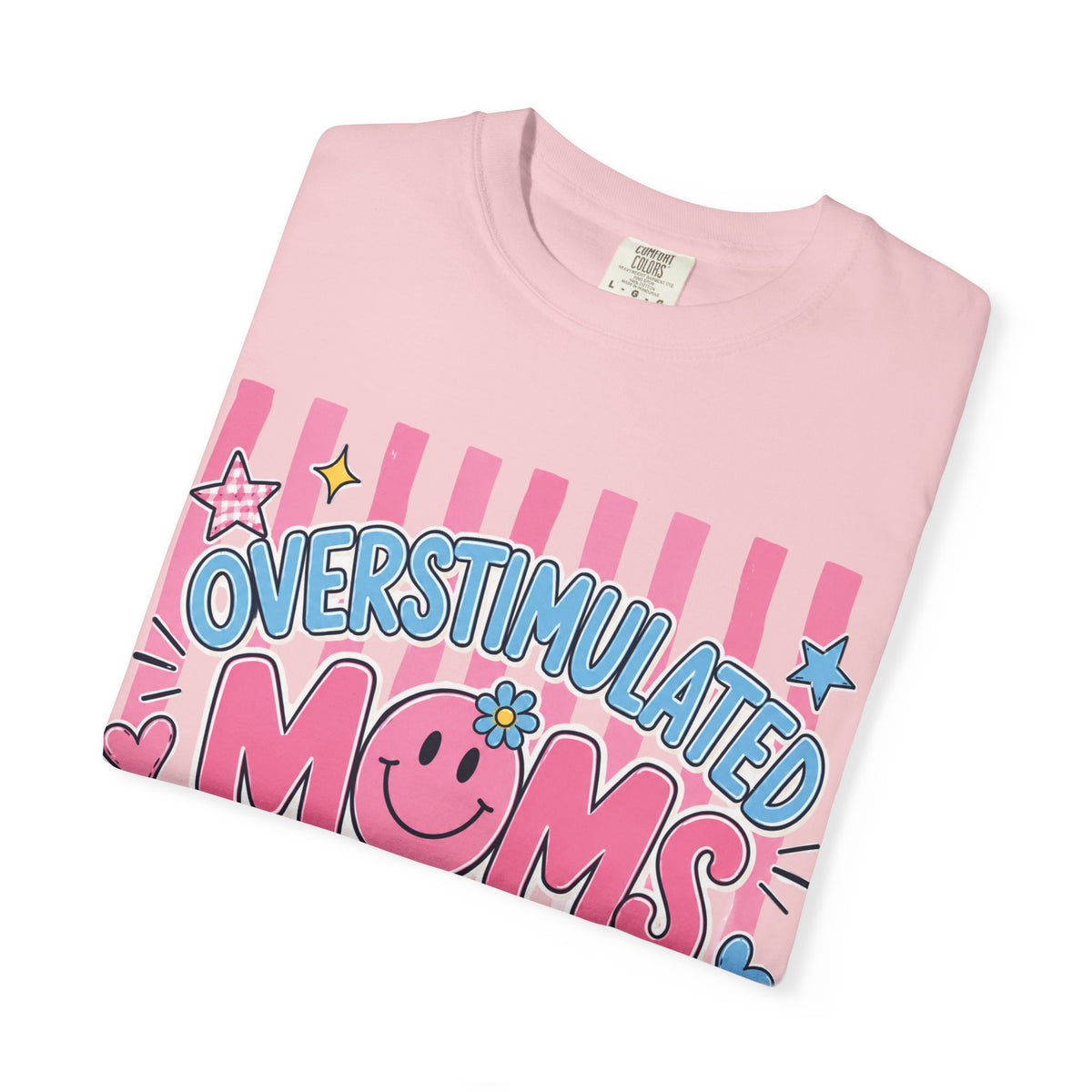 Overstimulated Moms Club T-Shirt — Cute Retro Pink Graphic Tee for Tired Moms