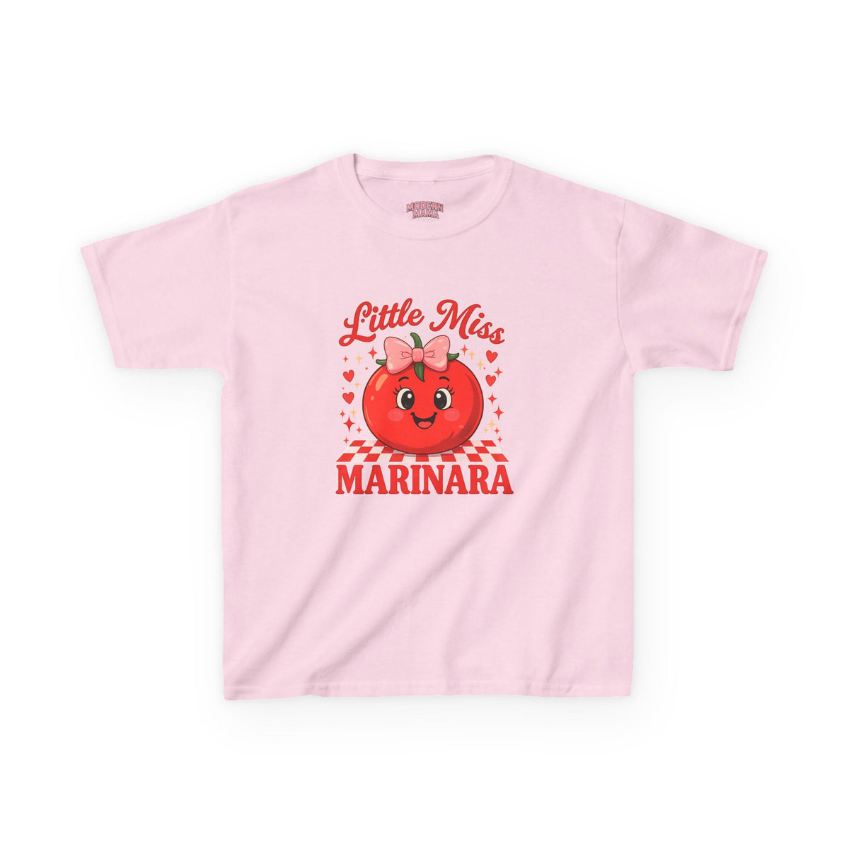 Kids Tee — "Little Miss Marinara" Cute Tomato Graphic Kids Shirt