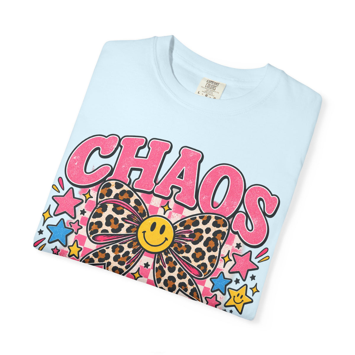 Chaos Coordinator T-Shirt — Cute Leopard Bow Smile Graphic Tee