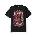 Books & Bad Decisions Club T-Shirt — Gothic Book Lover Shirt with Skull, Candles & Witchy Pink Design