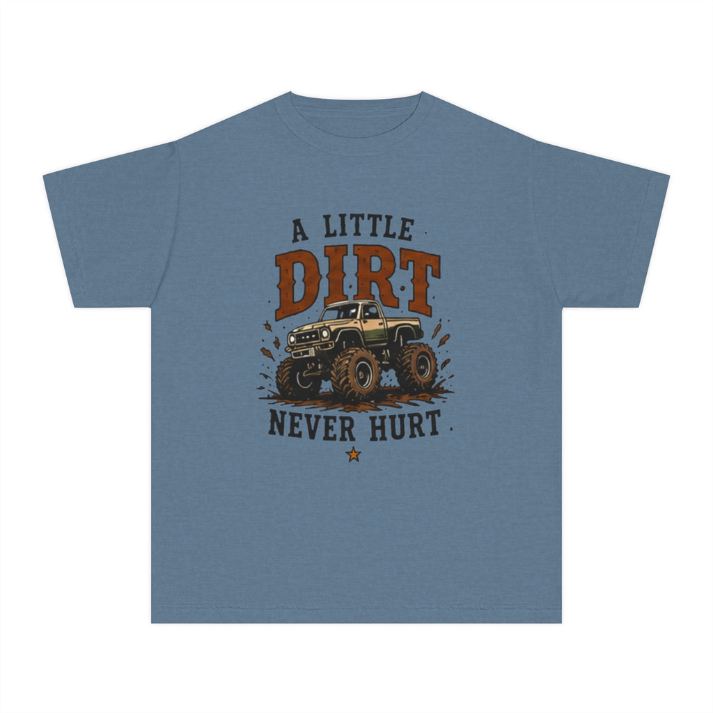 Youth Tee – “A Little Dirt Never Hurt” Off‑Road Monster Truck Shirt