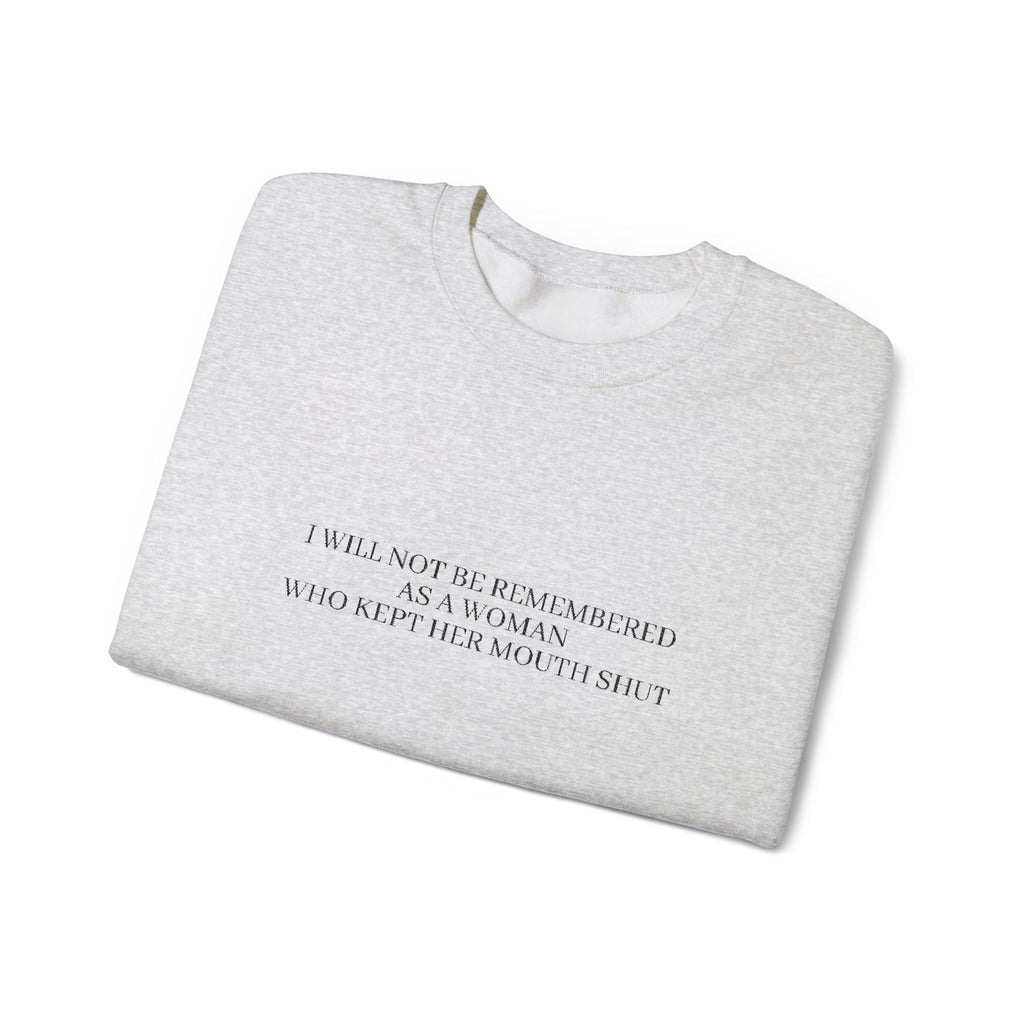 White Minimalist Crewneck Sweatshirt with Subtle Quote Print