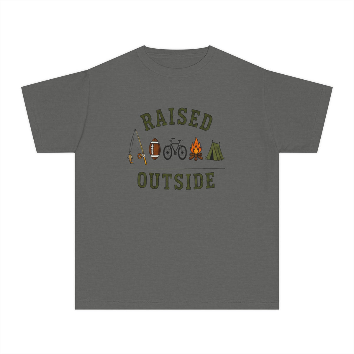 Youth Tee — "Raised Outside" Outdoor Adventure Camping Shirt