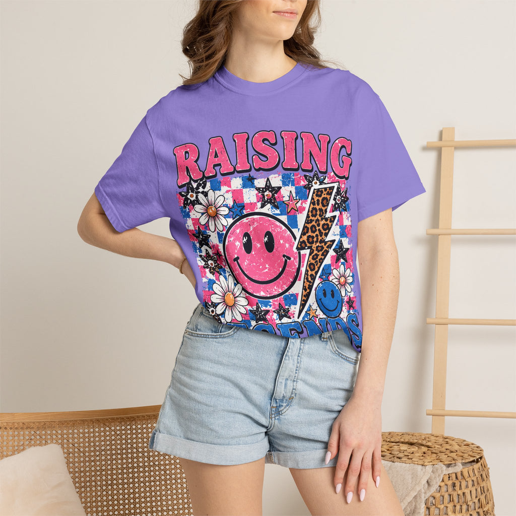 Raising Legends T‑Shirt — Retro Smiley Floral Kids‑Parent Pride Tee