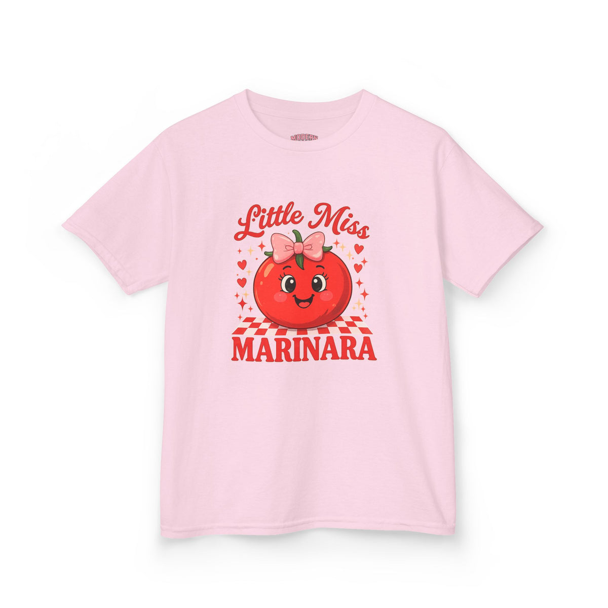 Kids Tee — "Little Miss Marinara" Cute Tomato Graphic Kids Shirt