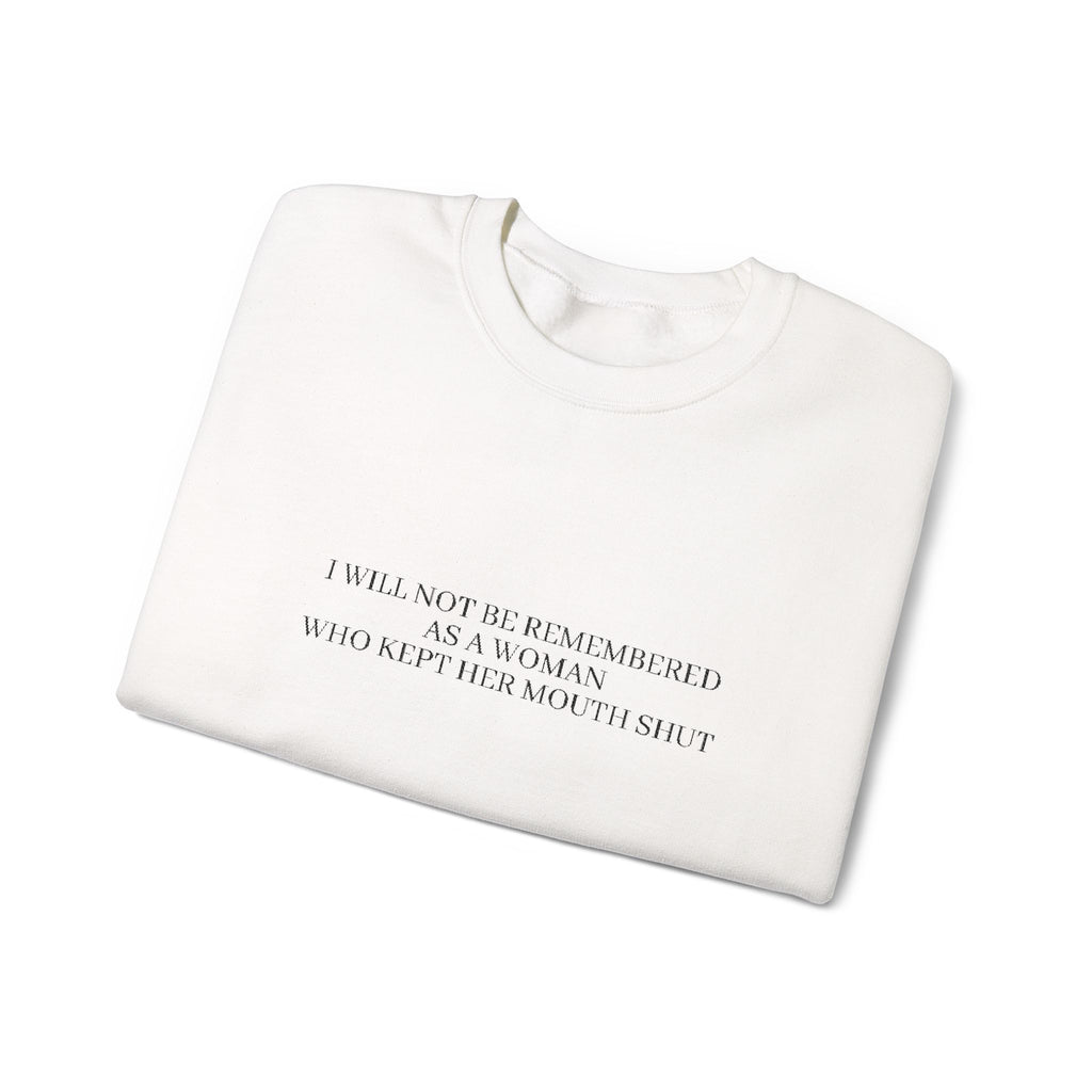 White Minimalist Crewneck Sweatshirt with Subtle Quote Print