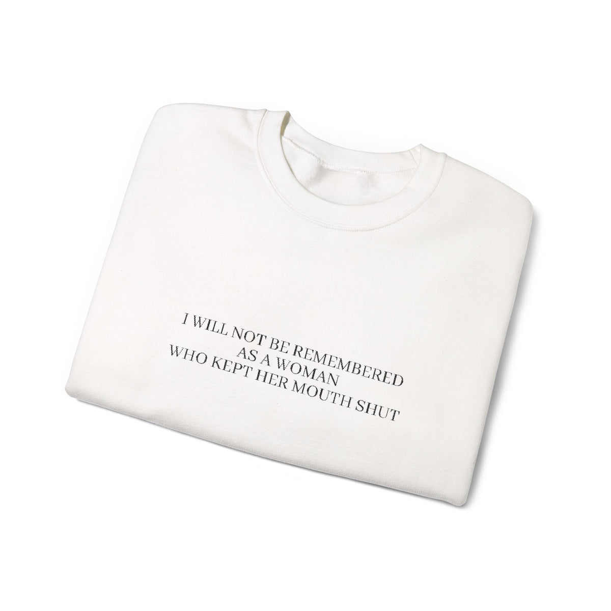 White Minimalist Crewneck Sweatshirt with Subtle Quote Print