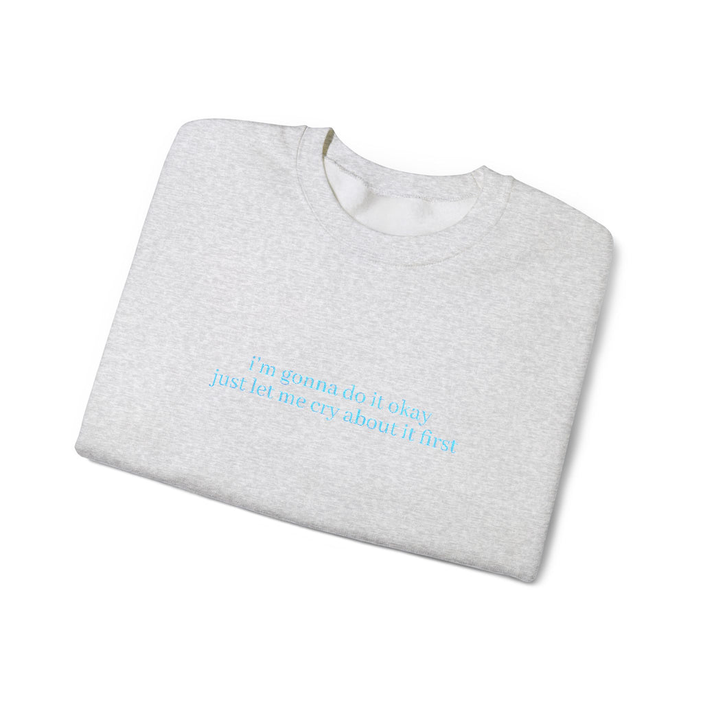 Minimalist Blue Script Crewneck Sweatshirt