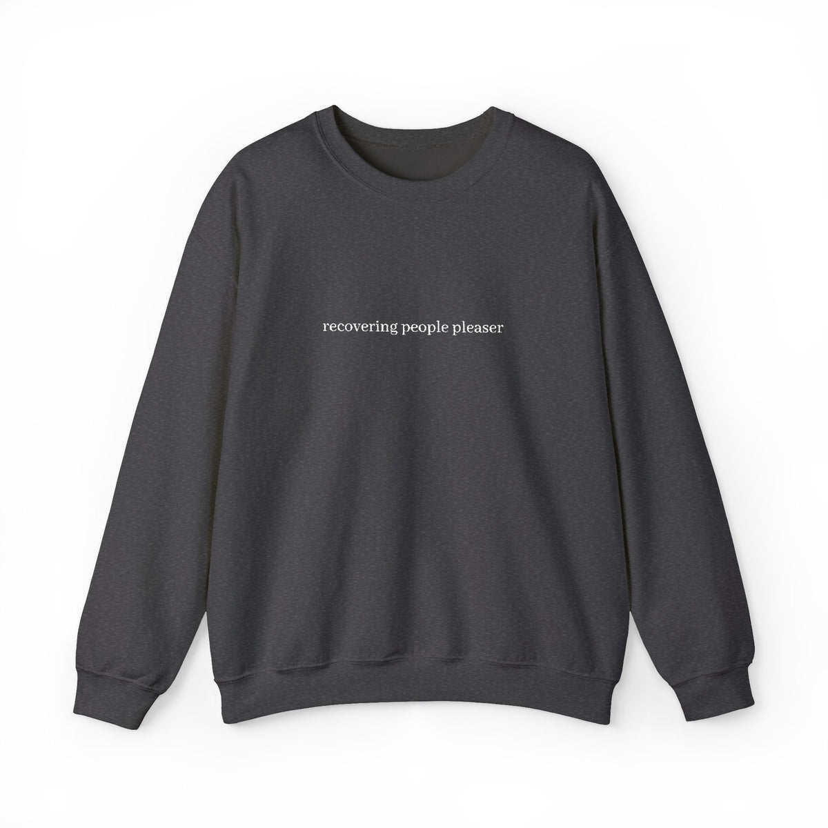 Minimalist Black Crewneck Sweatshirt with Subtle Center Text