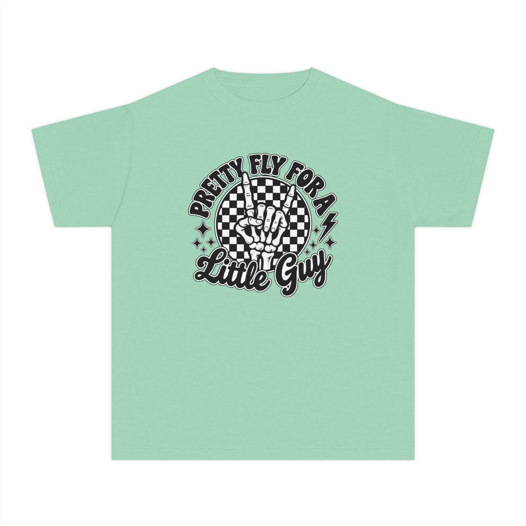 Youth Tee - "Pretty Fly for a Little Guy" Retro Checkered Peace Sign Design