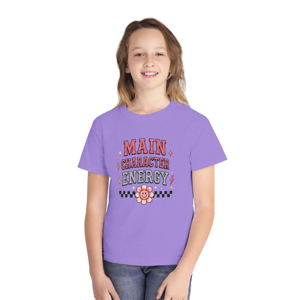 Main Character Energy Youth Tee — Cute Retro Floral Graphic Shirt