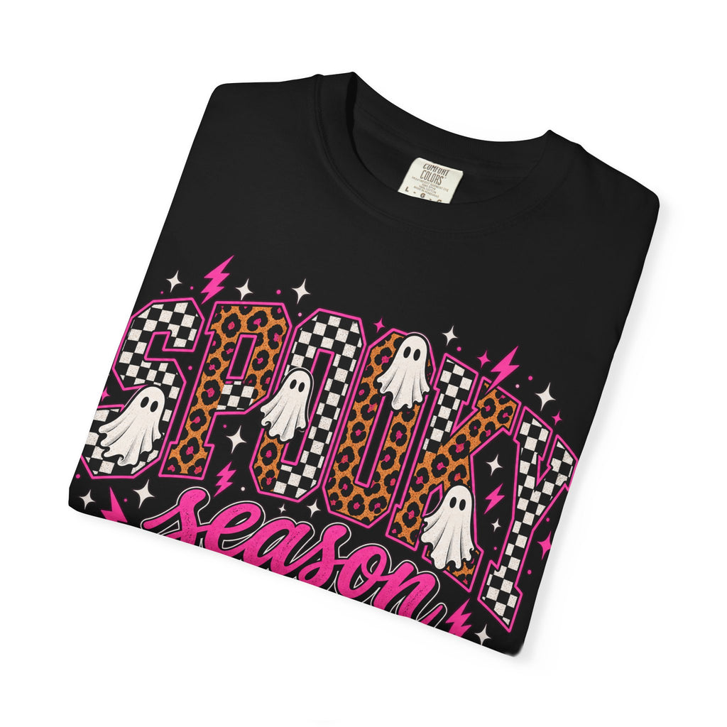 Spooky Season T-Shirt — Pink Leopard Ghosts Halloween Tee