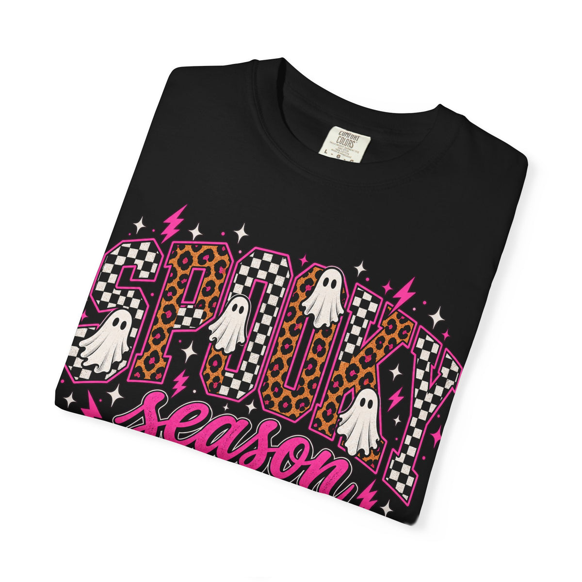Spooky Season T-Shirt — Pink Leopard Ghosts Halloween Tee
