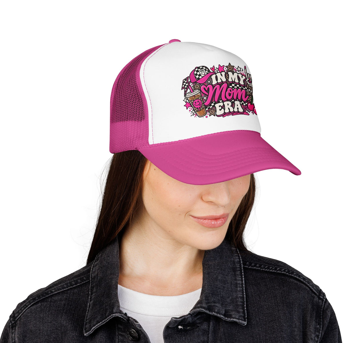 In My Mom Era Trucker Hat — Retro Floral Mom Pride Foam Cap