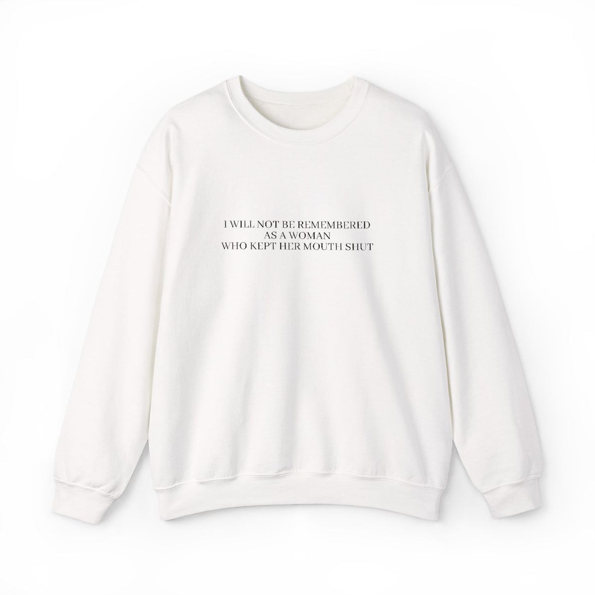 White Minimalist Crewneck Sweatshirt with Subtle Quote Print