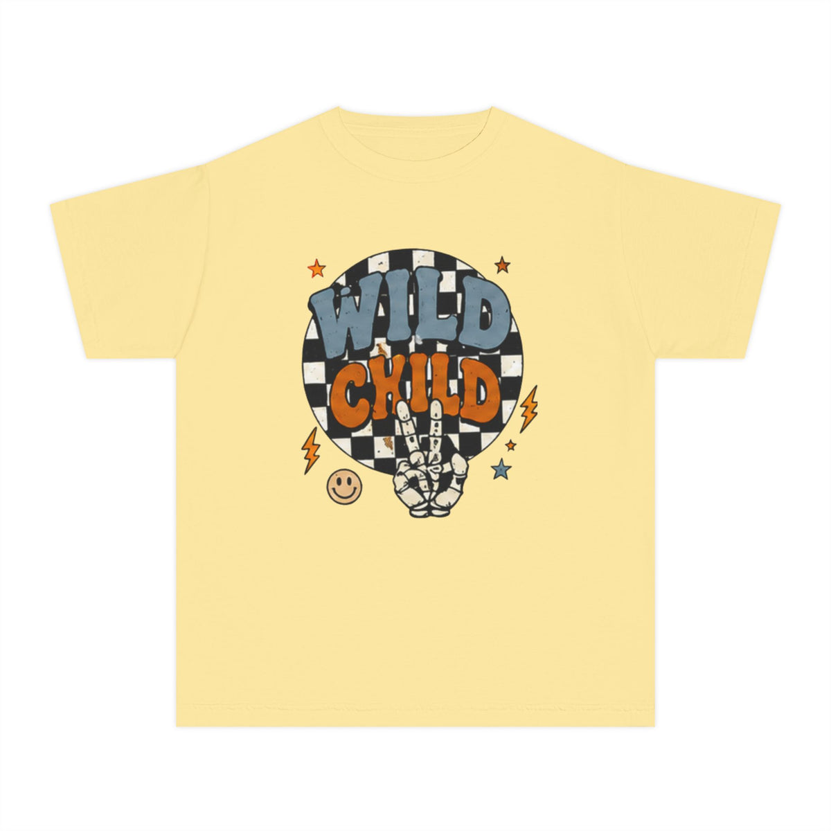 Youth 'Wild Child' Tee — Retro Check Peace Sign Kids T-Shirt