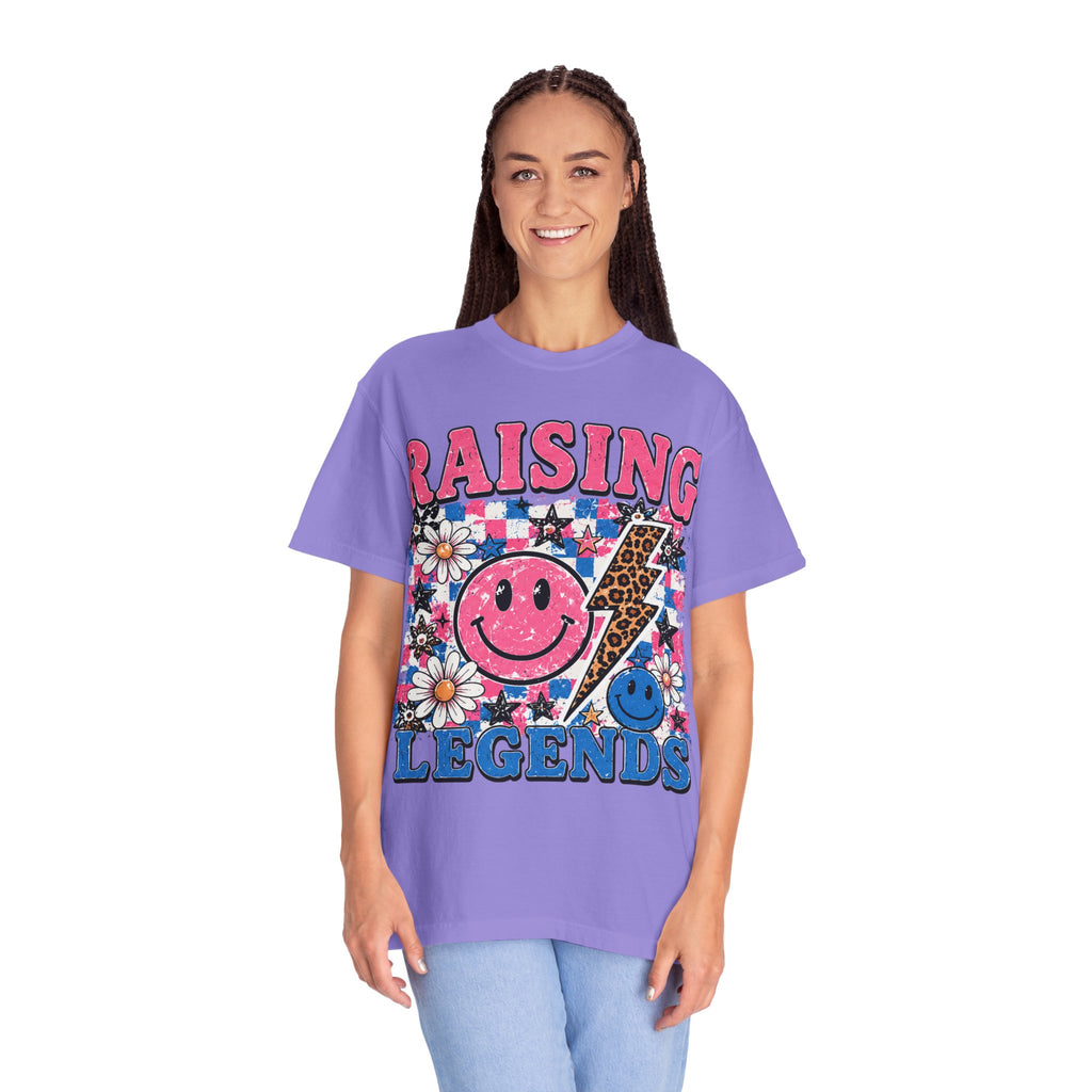 Raising Legends T‑Shirt — Retro Smiley Floral Kids‑Parent Pride Tee