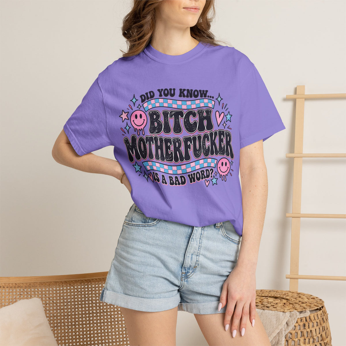 Graphic T-Shirt — “Did You Know... Bitch Motherfucker Is a Bad Word?” Retro Cute Statement Tee