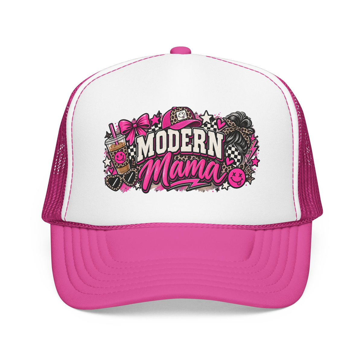 Modern Mama Trucker Hat – Pink Floral Foam Cap for Stylish Moms