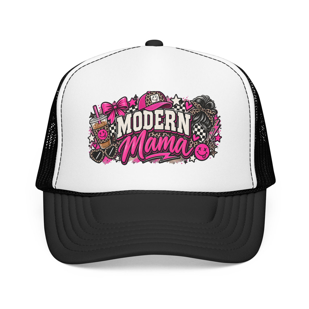 Modern Mama Trucker Hat – Pink Floral Foam Cap for Stylish Moms